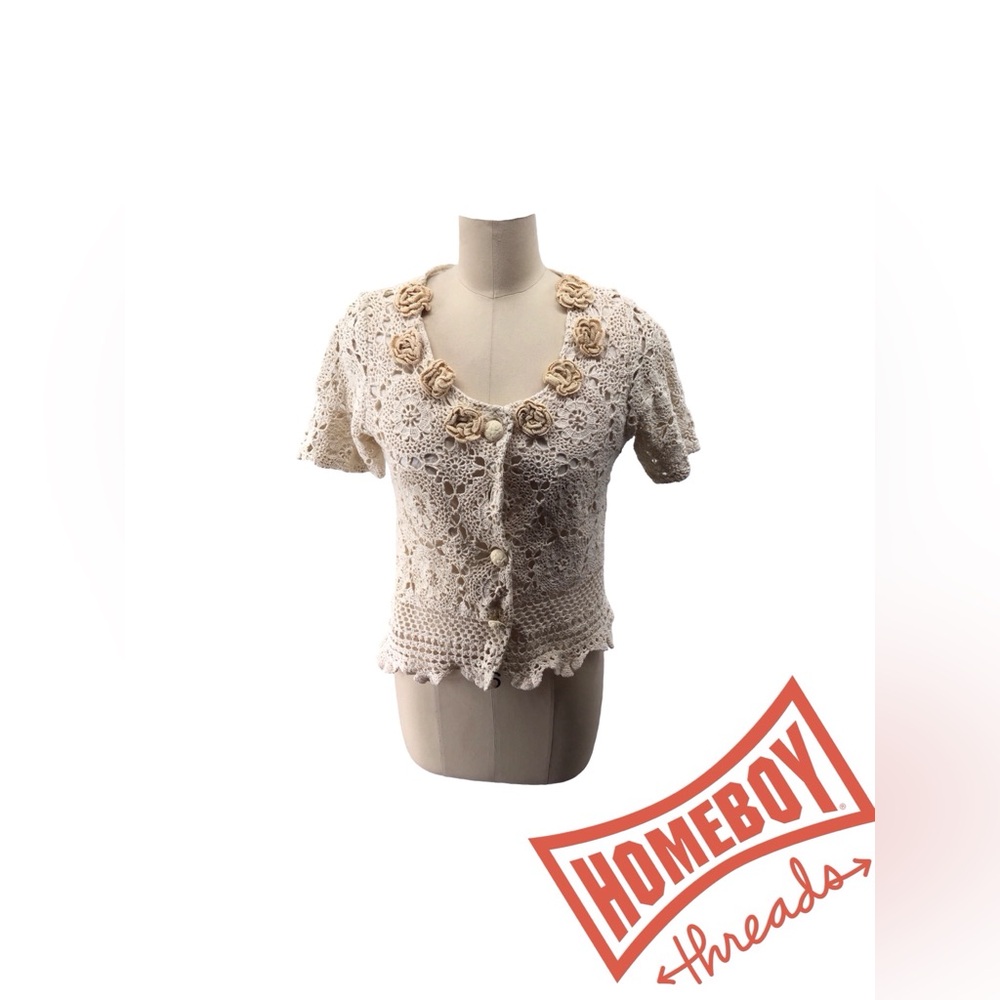 Cream Crochet Women's Top